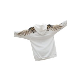 SKZ010 manufacturing embroidered wings loose hooded sweater design black and white contrast hooded sweater hooded sweater center SKZ010 manufacturing embroidered wings loose hooded sweater design black and white contrast hooded sweater hooded sweater center